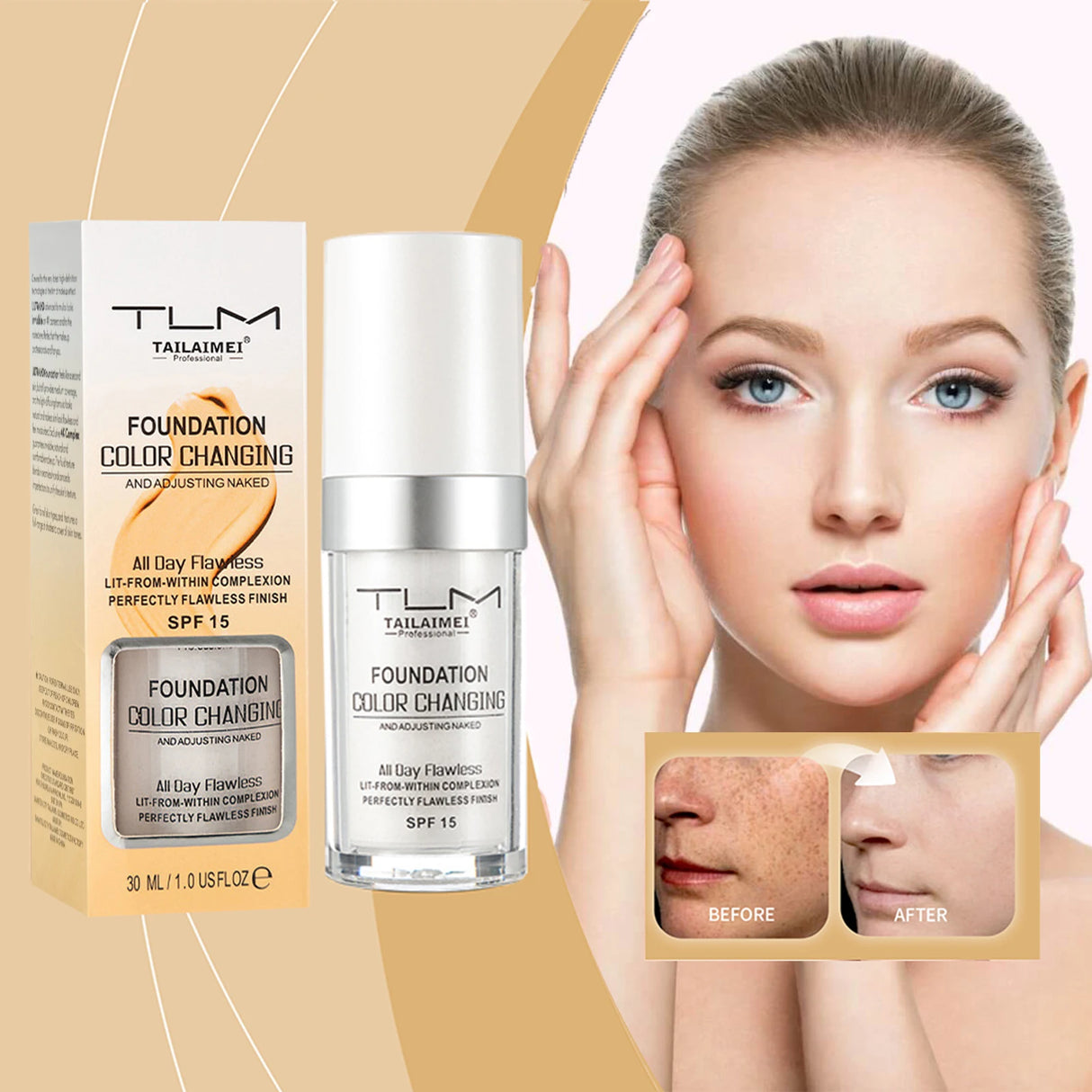 30ml Foundation Magic Color Changing Foundation Liquid Soft Matte Long Lasting Hydrating Makeup Base Maquiagem Korea Makeup
