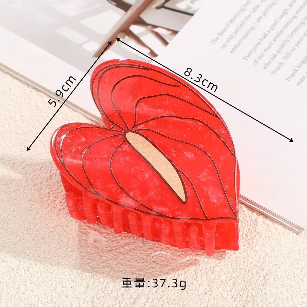 Muweordy Anthurium Hair Claws Beautiful Flower Series Acetate Claw Clip INS Trendy Hair Clips Hair Accessories for Women Girls