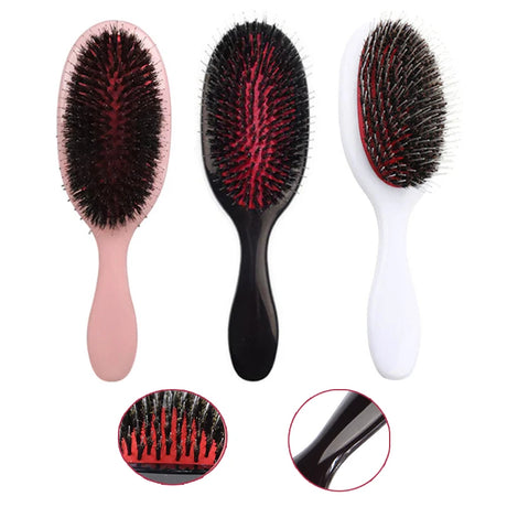 1PC Oval Boar Bristle & Nylon Hair Comb Mini Anti-static Hair Scalp Massage Comb Hairbrush Salon Hair Care Brush Styling Tool