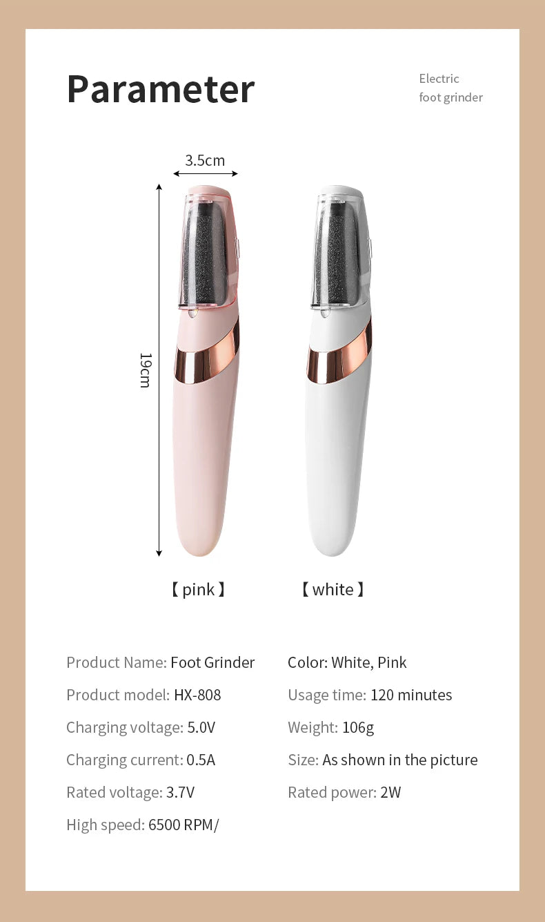 HOMEFISH Electric Foot Grinder Automatic Foot Callus Rubbing Pedicure Dead Skin Callus Remover for Foot Beauty Machine