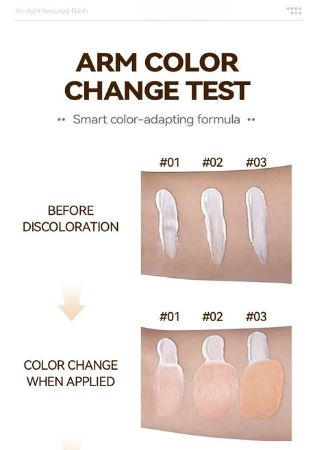 Color-Changing Sunscreen Foundation,Skin Tone Matching,All-Day Long-Lasting Wear,Perfect Base for Flawless Makeup