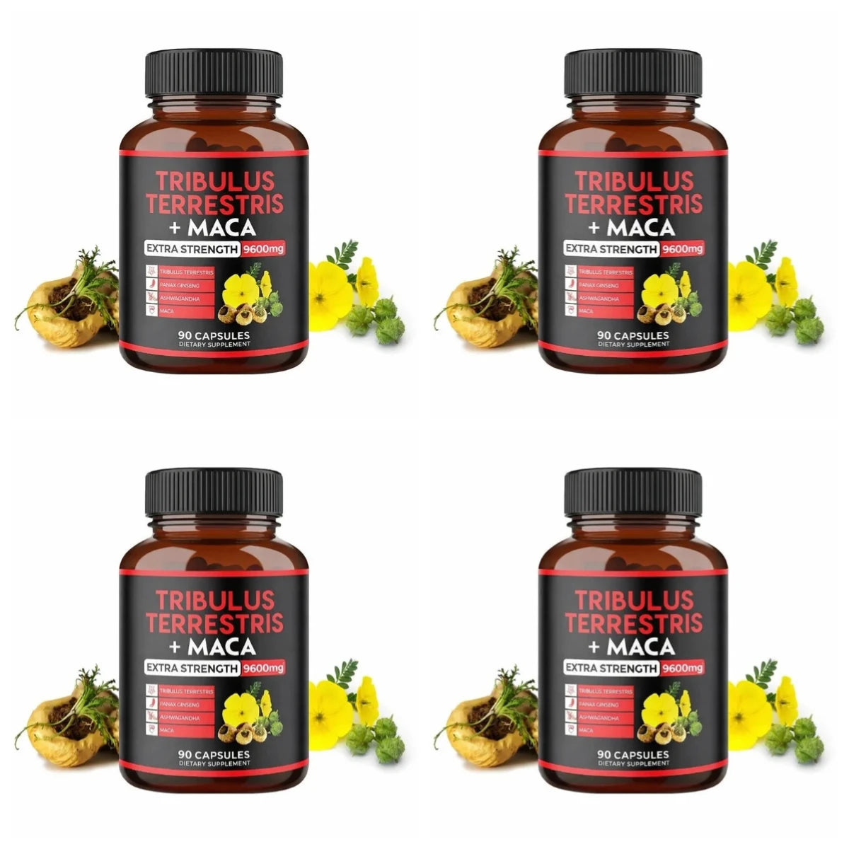Tribulus Terrestris + Maca Root Extract Supplement Supports Energy Vitality Natural Herbal Health Non-GMO 90 Vegan Capsules