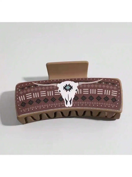 Western Leather Hair Claw Clips Sunflower Floral Square Claw Clips for Hairstyling Southwest Cow Print Cowhide Hair Accessories