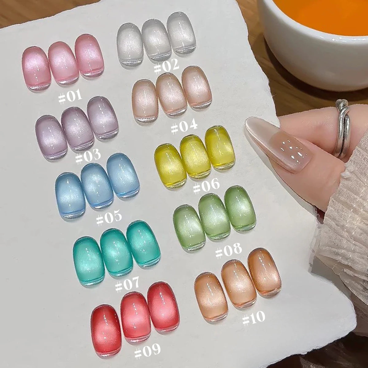 1-6PCS 12ML Human Fantasy Cat Eye Gel Nail Polish Ice Clear High-end Glass Bead Semi-permanent Gel Nail Polish Nail Art Supplies