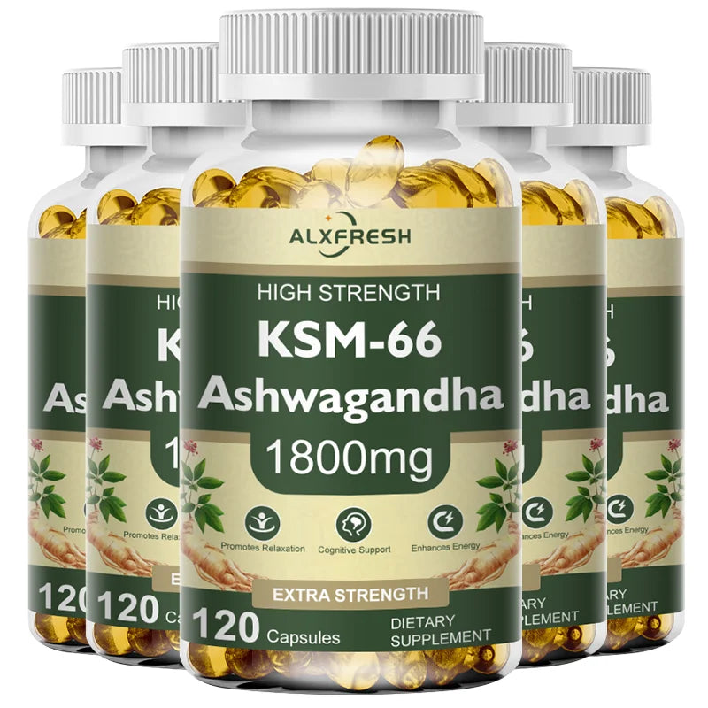 Ashwagandha Capsules Support Antioxidant Lipid-lowering Stress-relief Improve Sleep Enhance Immunity Increase Energy and Focus