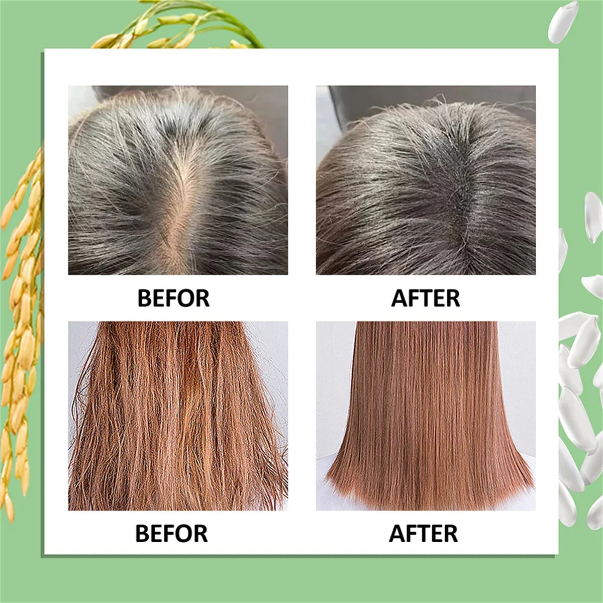 Rice Water Hair Care Spray Moisturizing Nourishing Leave-In Conditioner Women Promotes Strong & Healthy Hair Care Products 2pcs