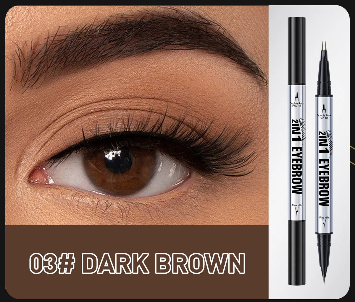 Natural Look Eyebrow Pencil Waterproof Sweat Proof Double Ended 2 in 1 Long Lasting Brow Definition Fill Shape