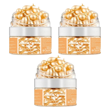 Fullerene Placenta Serum. With Elastin Vitamin E Glycerin. Firming Anti-Wrinkle Anti-Aging. Day Night Use Formula. 50 Pieces.