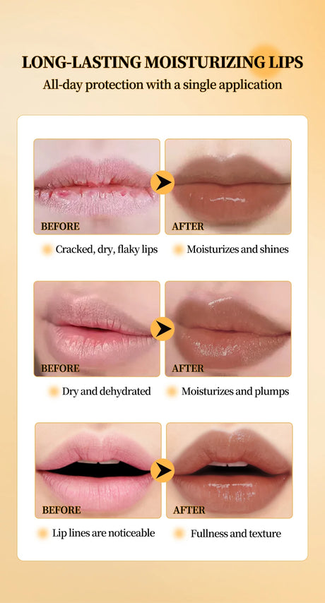 QIBEST Honey Lipstick Nourishing Lip Balm Moisturizing Tinted Lip Plumping Balm Smooth Enhancing Natural Color Lip Care Makeup