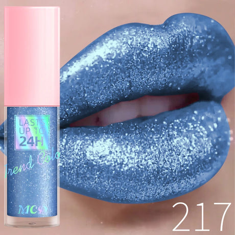 18 Colors Diamonds Glitter Lip Gloss Long Lasting Waterproof Liquid Lipstick Pearl Shining Lip Color Sparking Lip Makeup Women