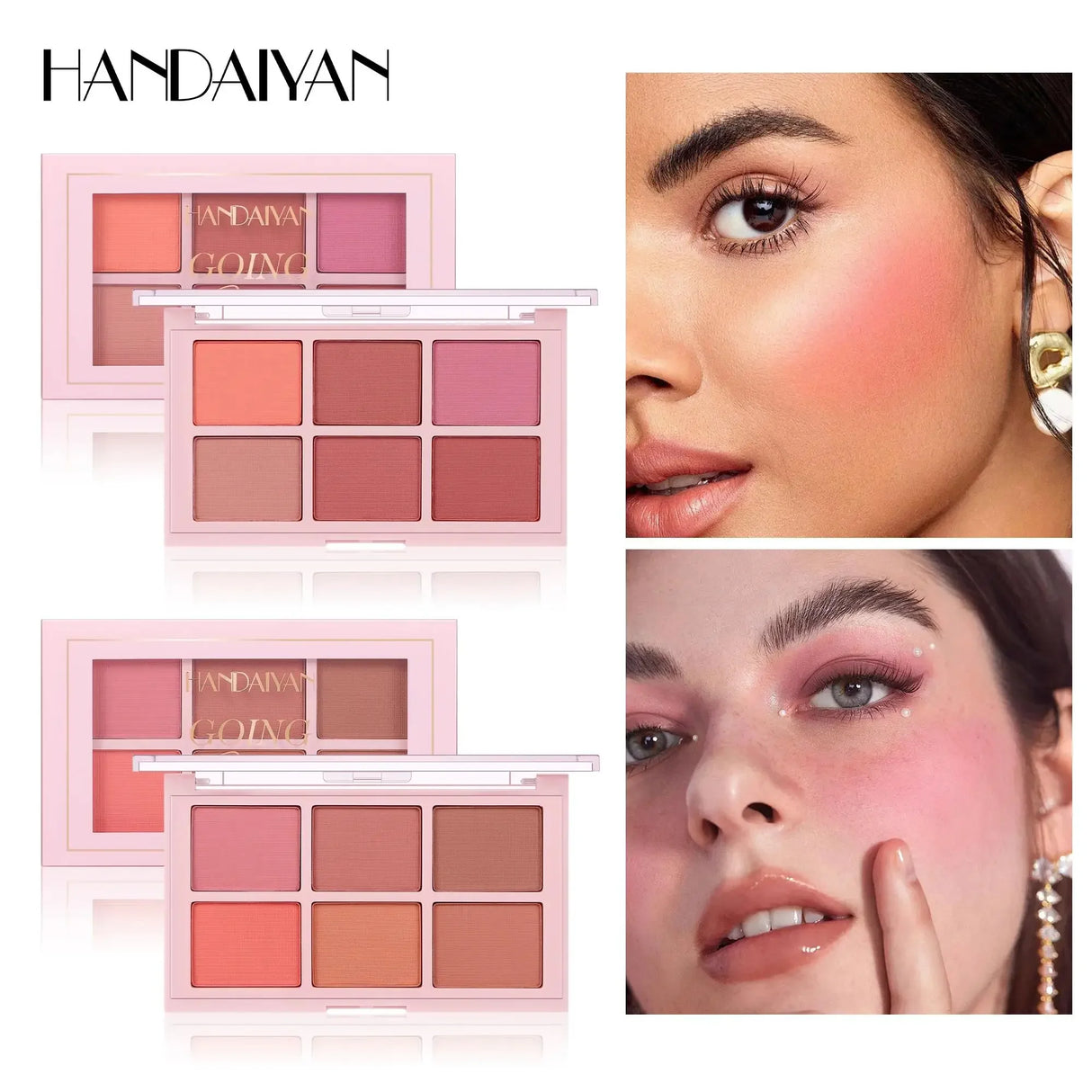 Long Wear Blush Makeup Palette Buildable Color Velvet Finish Face Powder Cheek Contouring Brightening