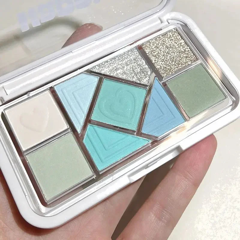 Mint diffuse pink blue small pink frame nine-color eyeshadow palette low saturation clear mint green pearl matte gentle pure des
