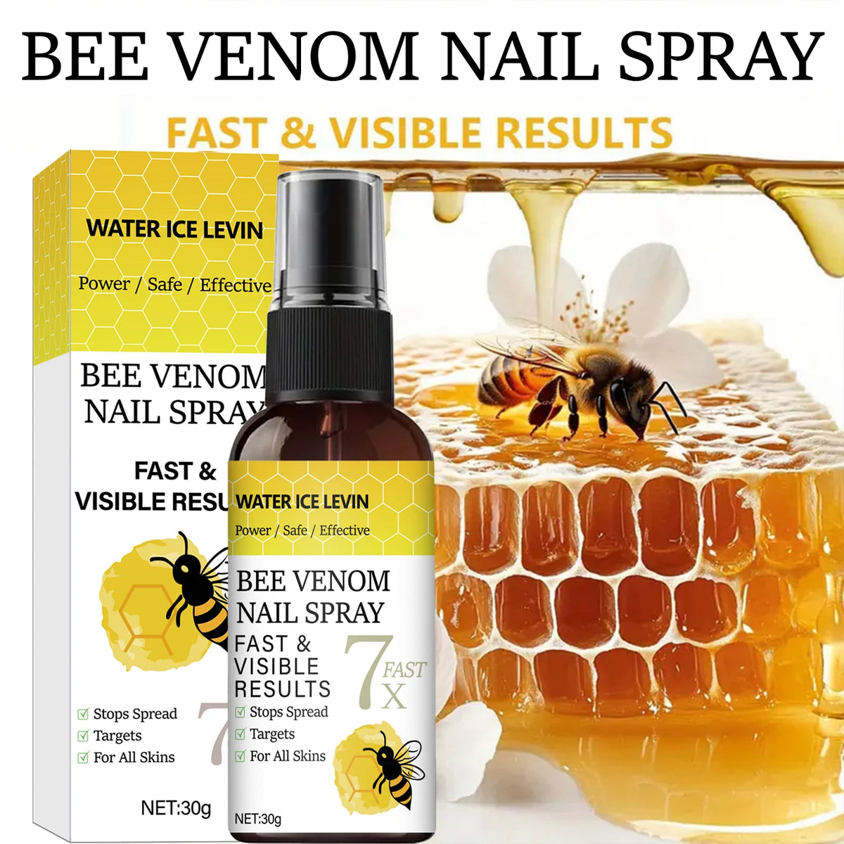Bee Venom Nail Spray - Fast Visible Results, Stops Spread & Strengthens Nails with Hyaluronic Acid, Safe for All Skins