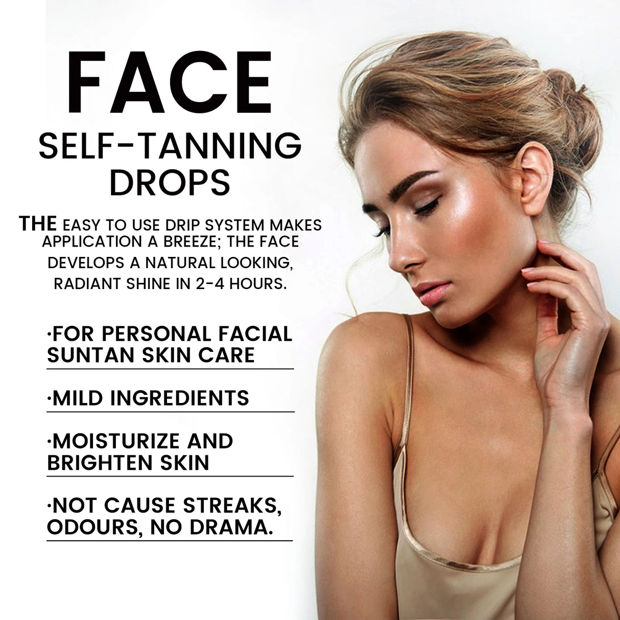 EELHOE Self Tanning Drops Sunless Skin Tanning Oil Liquid Dark Self Tanner Water Serum for Face Body Fake Indoor Tan Lotion 30ml