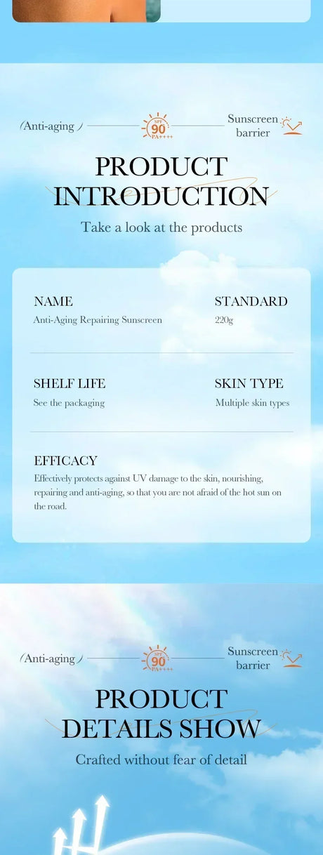 SPF90+ sunscreen, UV protection, whitening sunscreen, moisturizing, whitening, facial and body sunscreen, skin care, anti-aging