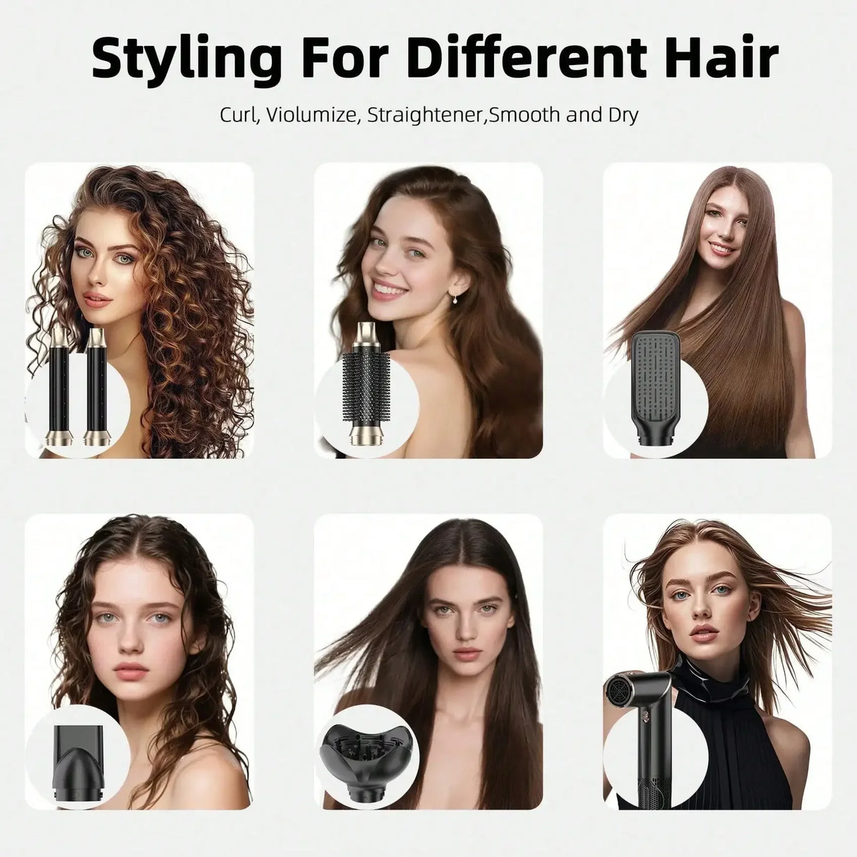 Six-In-One Hot Air Comb Foldable Curling Iron Hair Dryer Straight Roll Multi-Function Portable Hair Dryer