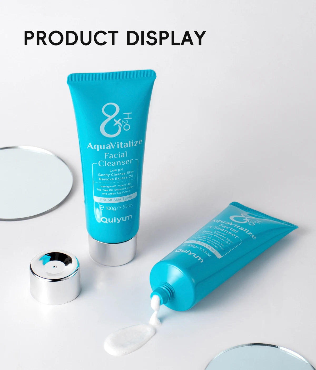Quiyum 8X H2O AquaVitalize Facial Cleanser 100g Gentle Daily Cleansing Oil Control Refreshing Face Wash for All Skin Types