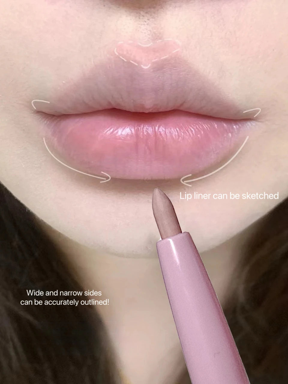 Lip Shadow Liner Pen Matte Lipstick Base Silver Tube Waterproof Lasting Lip Contouring Non-stick Cup Lipliner Pencil With Brush