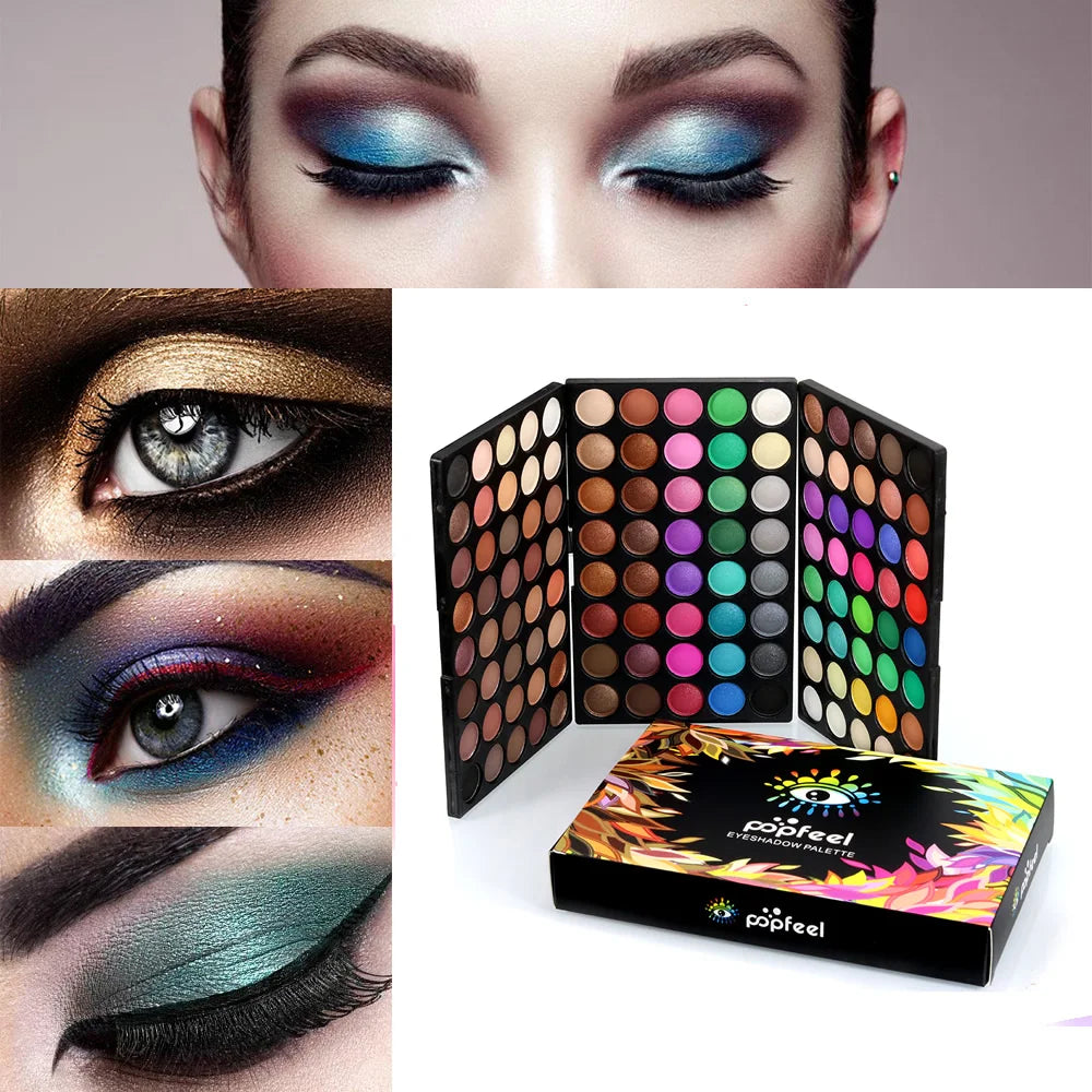 POPFEEL 120-Color 3-in-1 Eyeshadow Palette - Professional Multi-Color Eyeshadow Collection with Matte and Shimmer Shades.