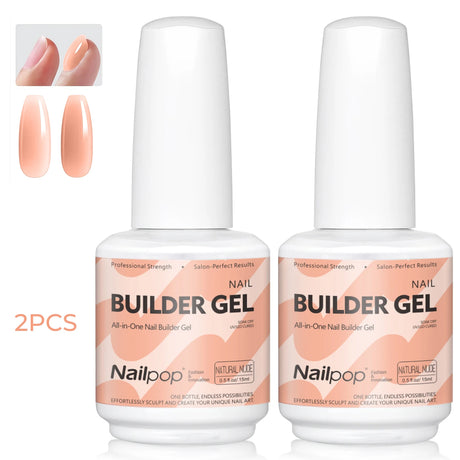 Nailpop 15ml Builder Gel Nail Polish for Nail Apex & Extension Strengthener Upgraded Soak Off UV Gel Rhinestone Glue 4 Colors