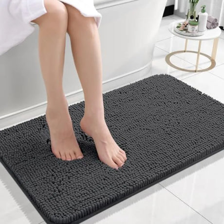 Bathroom Rugs 30x20, Extra Soft Absorbent Chenille Bath Rugs, Rubber Backing Quick Dry, Machine Washable Bath Mats for Bathroom
