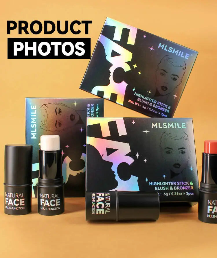 MLSMILE Highlight Contour 3-pack For 3D Makeup Brightening Skin Tone Face Blush Stick 3 Pcs Set 2025 New