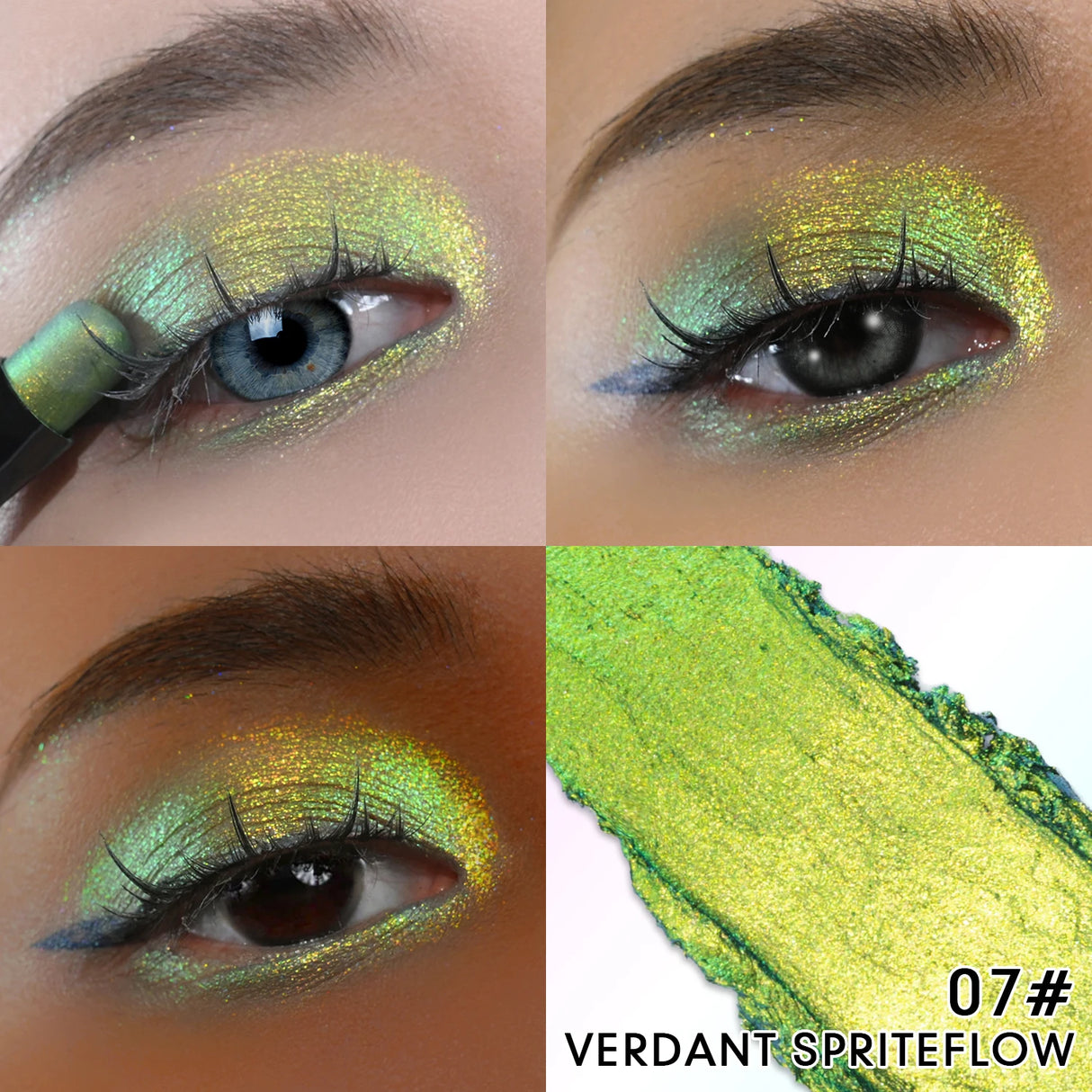 CHARMACY Multichrome Eyeshadow Pen Double Head Multichrome Eye Shadow Glitter for Eyes Waterproof Professional Maquillaje