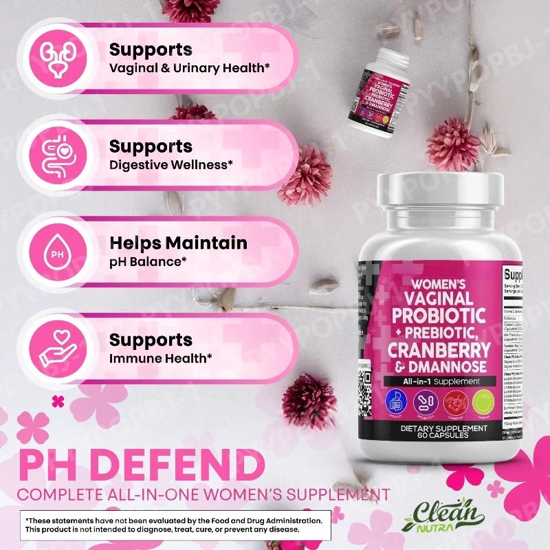 Women Probiotic Capsules with Prebiotics & D-Mannose Nutritional Dietary Supplements and Daily Wellness Support 60count
