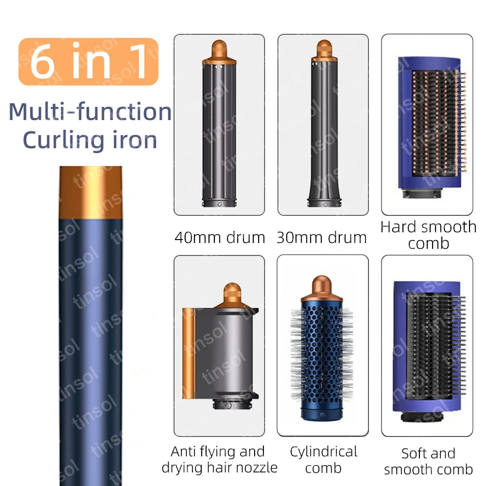 TINSOL 7 in 1 Multi-Function Hair Dryer & Styling Tool Automatic Curling Set 1300W Straightener Professional Salon Hair Dryer