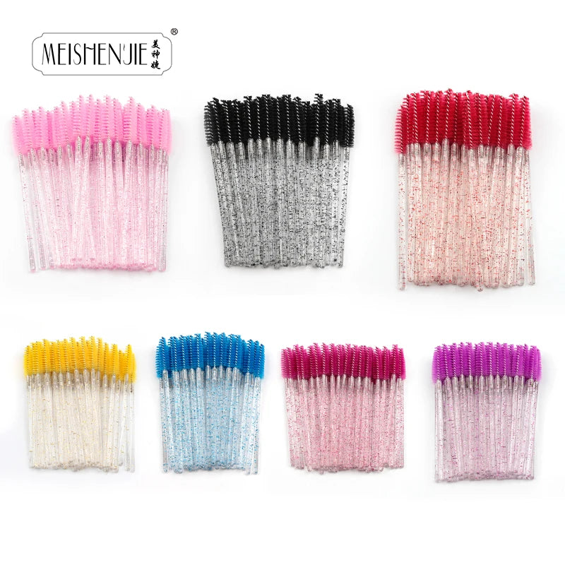 5/50 Pcs Crystal Mascara Wands Eyelash Brush Spoolies For Eye Lash Extension Eyebrow And Makeup Crystal Makeup Tools