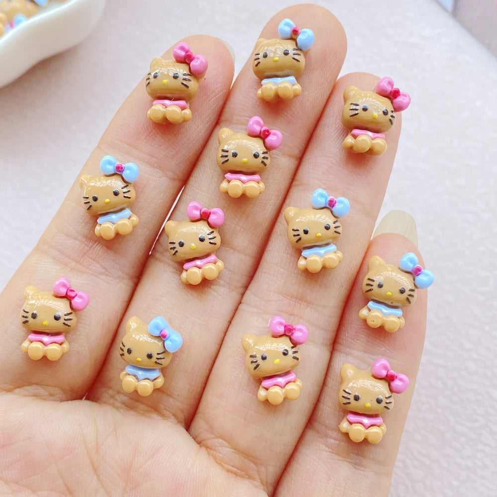 50Pcs Cute Mini Cartoon Cat Nail Art Resin Designer Charms DIY Craft For Nail 3D Decorations Jewelry