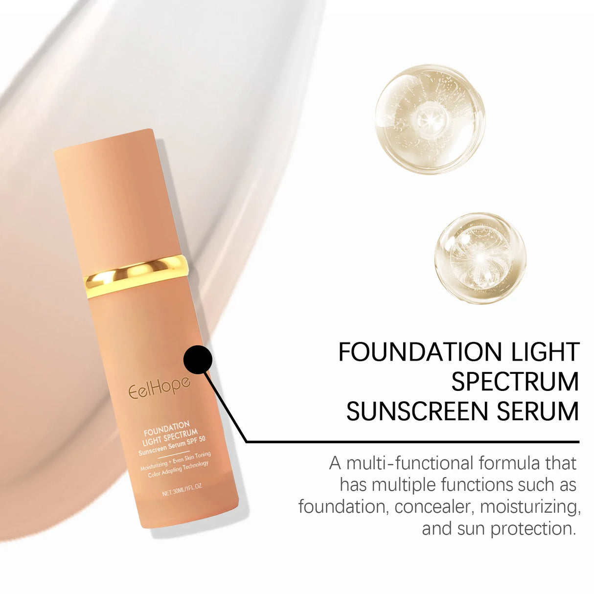 4-in-1 Liquid Foundation Spf 50+ Magic Color Changing Matte Long-Lasting Waterproof Sweating Moisturizing Coverage Makeup Base
