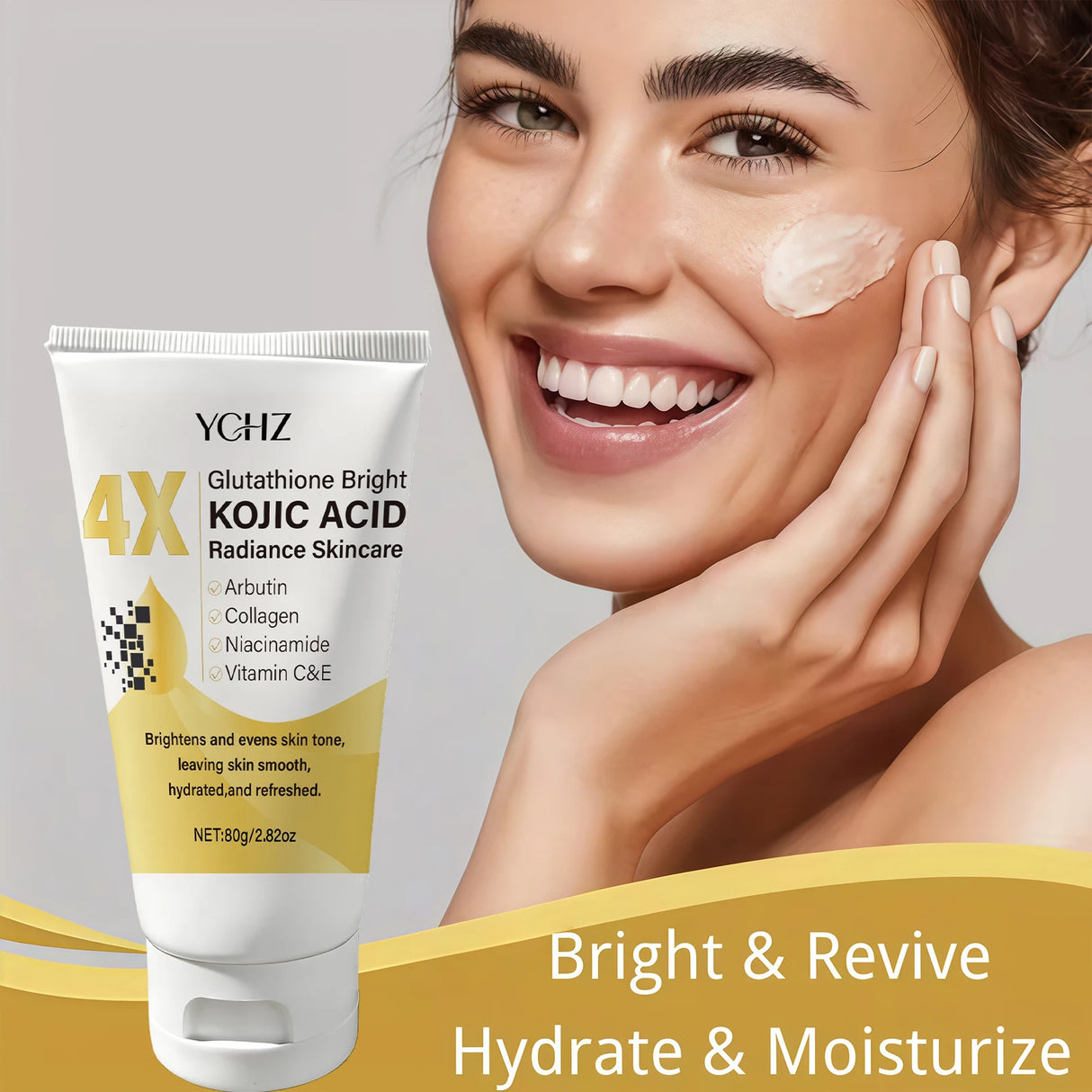 Kojic Acid Face Cream Evens Out Skin Tone, Eliminates Dark Spots and Dullness - Non-Greasy, Suitable for Both Men and Women - Whitening and Moisturizing Cream, for Day and Night Use