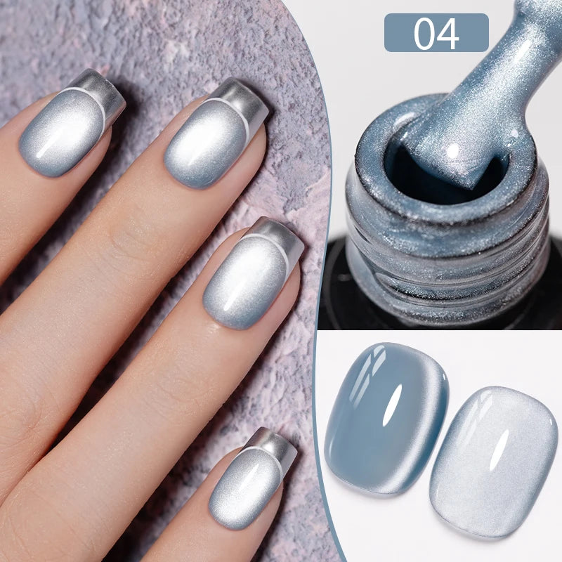 PUENTE 7.5ML Nude Shade Moonlight Cat Magnetic Gel Nail Polish Ultra-Bright Cat Eye Soak Off UV Semi-Permanent Varnish Manicure