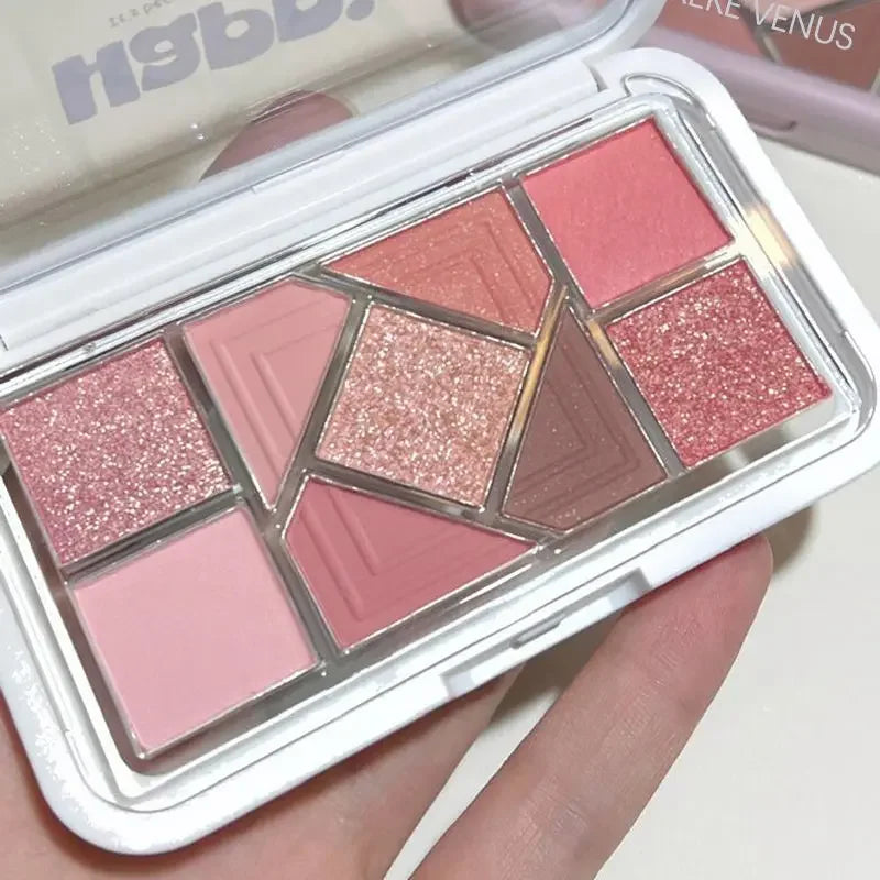 Mint diffuse pink blue small pink frame nine-color eyeshadow palette low saturation clear mint green pearl matte gentle pure des