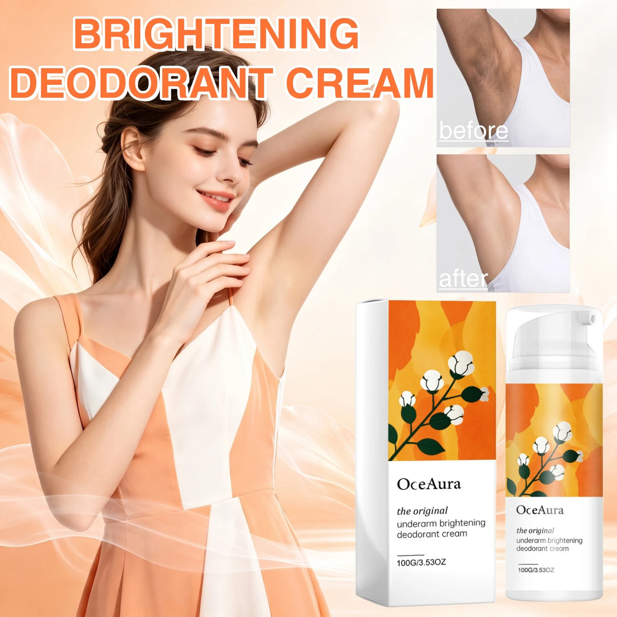 Underarm Brightening Deodorant Cream With Botanical Extracts Lasting Odor Control Even Skin Tone Natural Armpit Lightening Cream
