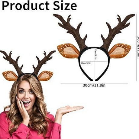 1PC Reindeer Hair Hoop for Adults & Kids, Cute Antler & Ear Costume Accessory - Suitable for Christmas & Autumn/Winter
