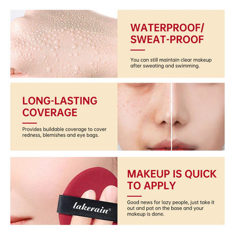 Sunscreen Cushion Foundation Fit Cushion Foundation Full Coverage Waterproof Long-lasting Concealer Long-lasting Makeup