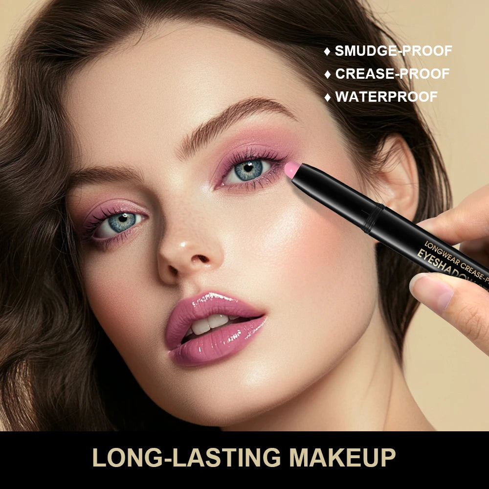 Eyeshadow Liner Sticks Matte & Shimmer Waterproof Metallic Glitter Eye Shadow Highlighter Pencil Eyeshadow Natural Cosmetics