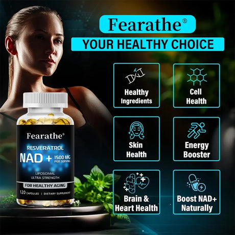 NAD+ Boost-with Resveratrol,Enhances Cellular Vitality,Promotes Cell Repair,Anti-Aging,Boosts Energy and Focus,120 Capsules