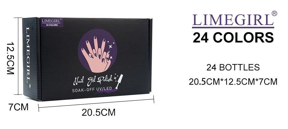Limegirl Gel Nail Polish Set 60Colors Semi Permanent UV Led Gel Varnish Soak Off Nail Lacquers Base Top Coat