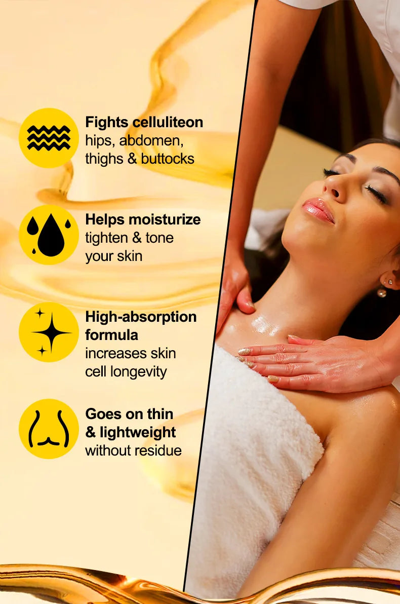 240ml Anti Cellulite Massage Oil Infused with Collagen and Stem Cell Skin Tightening Cellulite Moisturizing Body Essential Oil