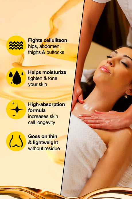 240ml Anti Cellulite Massage Oil Infused with Collagen and Stem Cell Skin Tightening Cellulite Moisturizing Body Essential Oil