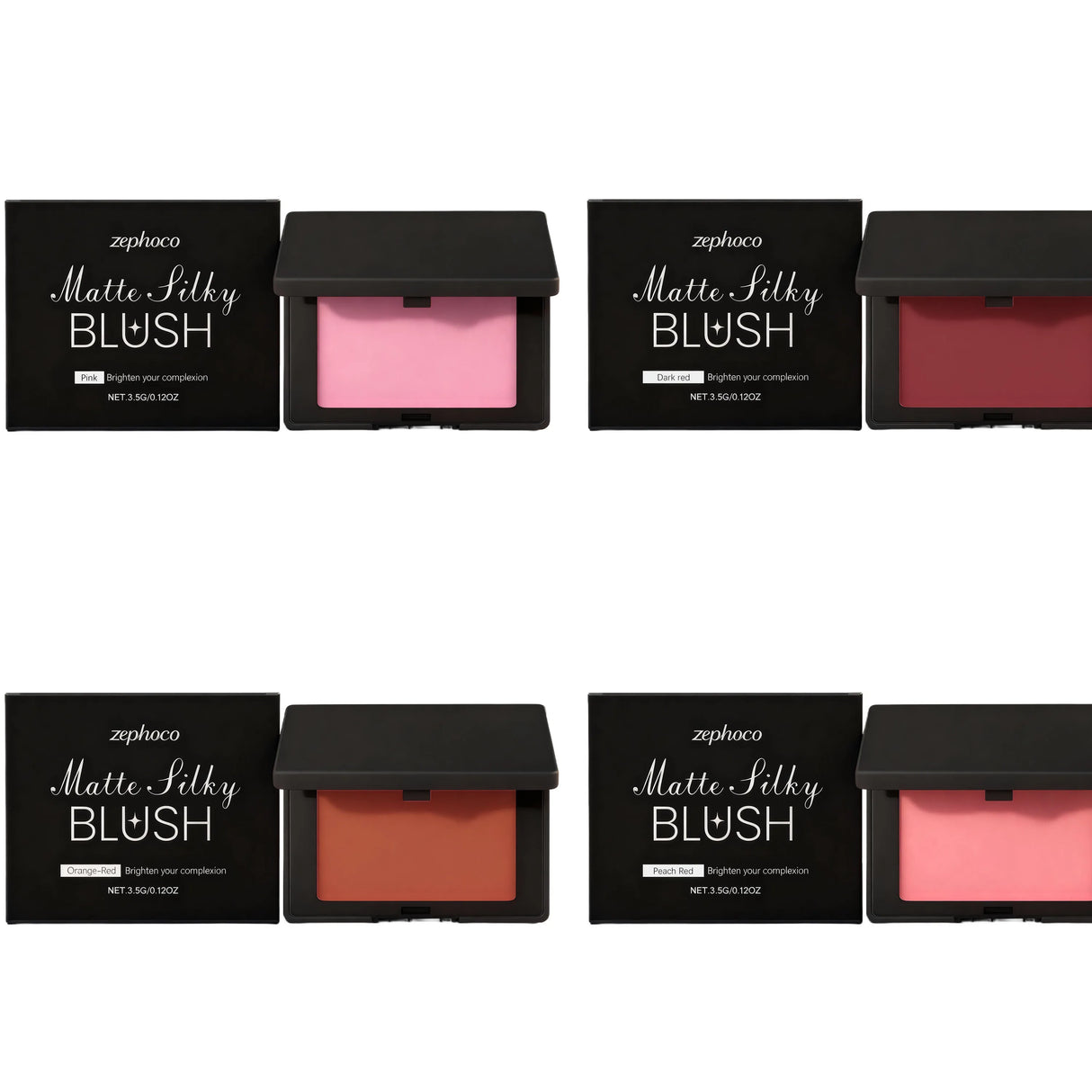 Multicolor matte silky blush, adheres well, long-lasting, easy to blend, gives a youthful, lightweight feel, perfect for everyda
