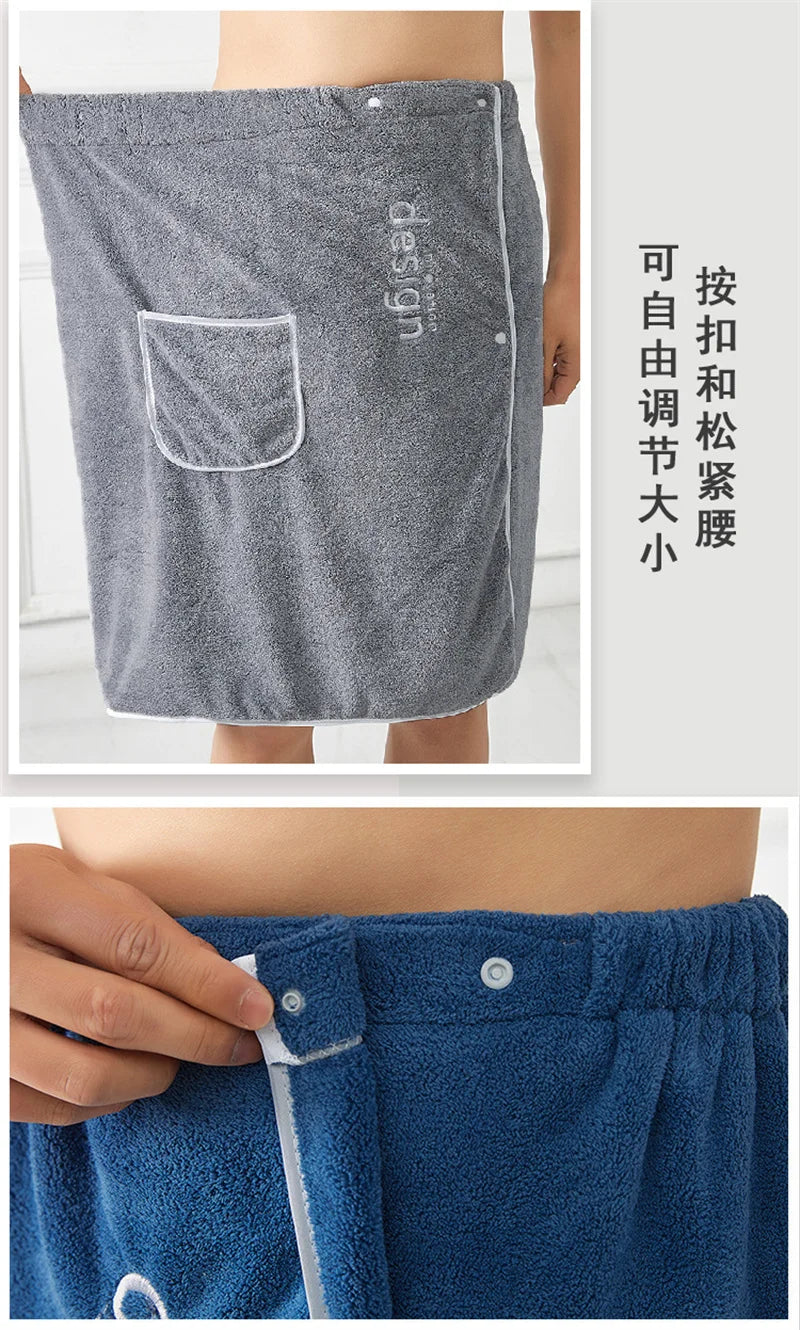 Towel Men's Quick Dry Bath Towel Wrap with Secure Buckle Pocket for Gym Spa Sauna for Shower Grooming Towel for Men Men Bath