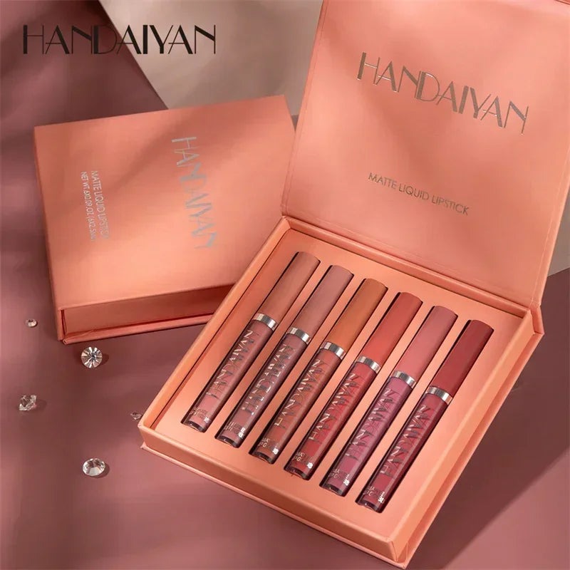 HANDAIYAN 1/6 PCS Lipstick Set Make-up for Women Non Stick Cup Waterproof Long Lasting Cosmetics Korean Makeup Matte Lipstick