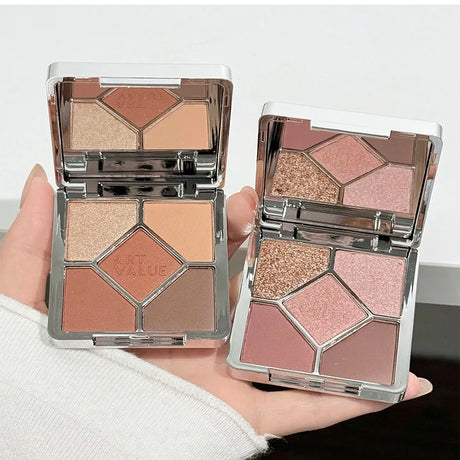 Eyeshadow Palette Blush Highlight Makeup Pearly Highgloss Shimmer Pink Brown Earth Color Fine Sequins Eye Shadow