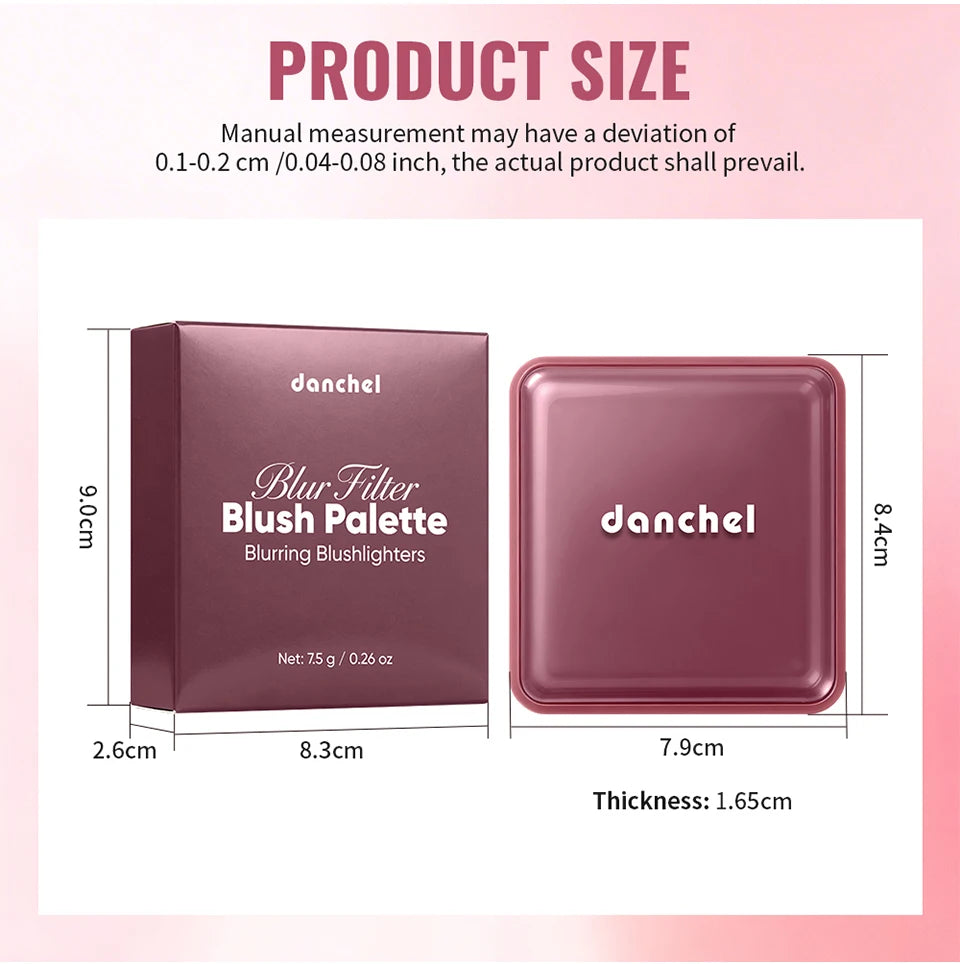 4 Shades Blush Palette Matte & Shimmer Two Textures Rich Pigment Long-wear Soft Blur Finishing Compact Blush Daily Cheek Makeup