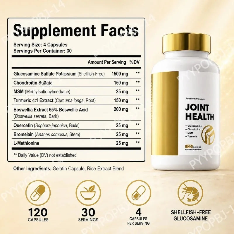 Active Movement Formula with Glucosamine Chondroitin MSM Daily Wellness Joint Support 120 Capsules