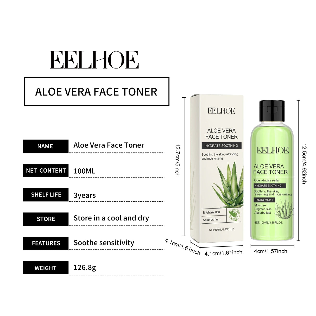 100ml Aloe Vera Toner Tonic Hydration Oil Control Refreshing Rejuvenation Smooth Facial Moisturizing Toner Serum Skin Care New